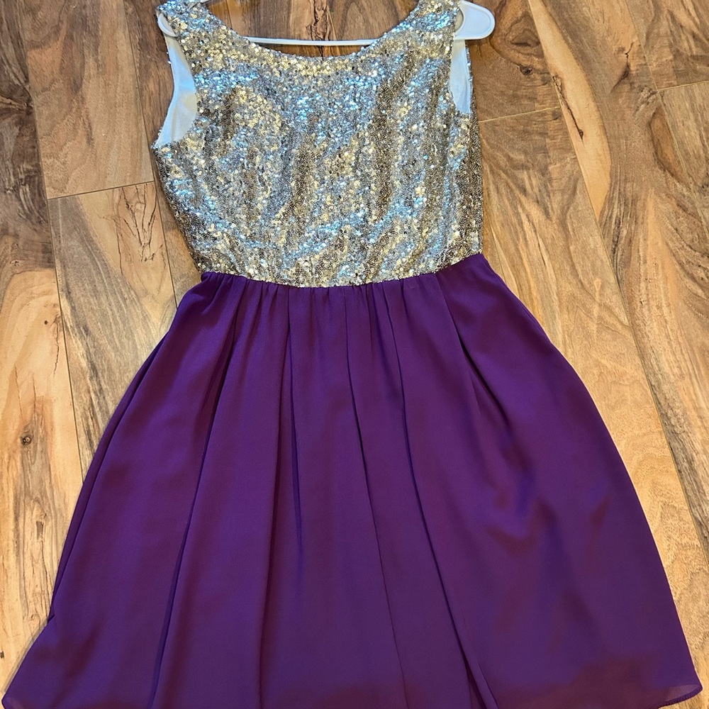 Elegant Sequin Bodice Purple Formal Dress